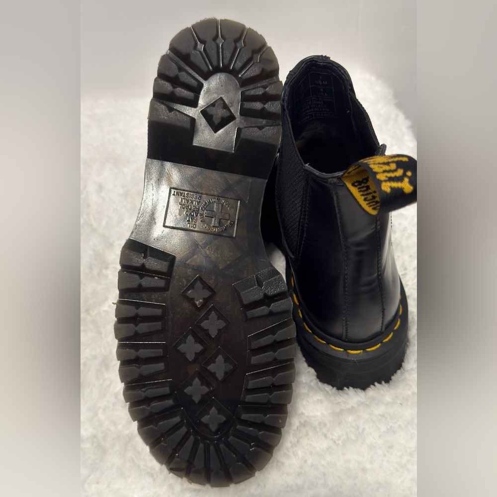 Dr. Martens Black Chelsea Platform Boots with Yellow Stitching - Picture 6 of 12